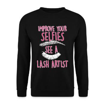 Improve Your Selfies See A Lash Artist 4 - Unisex Pullover - Schwarz - Vorne - Alina (178cm) & Michal (187cm)