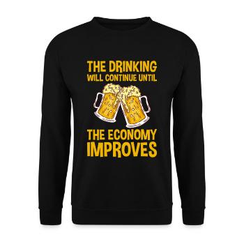 Drinking Will Continue Until The Economy Improves2 - Unisex Pullover - Schwarz - Vorne - Alina (178cm) & Michal (187cm)