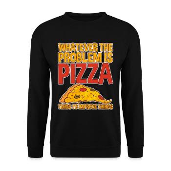 Pizza Tends To Improve Things 2 - Unisex Pullover - Schwarz - Vorne - Alina (178cm) & Michal (187cm)