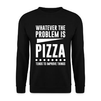Pizza Tends To Improve Things 4 - Unisex Pullover - Schwarz - Vorne - Alina (178cm) & Michal (187cm)