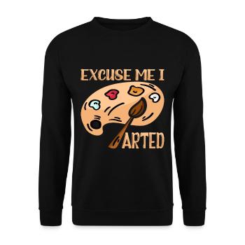 Excuse Me I Arted 9 - Unisex Pullover - Schwarz - Vorne - Alina (178cm) & Michal (187cm)