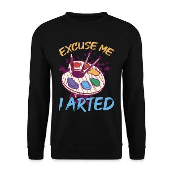 Excuse Me I Arted 8 - Unisex Pullover - Schwarz - Vorne - Alina (178cm) & Michal (187cm)