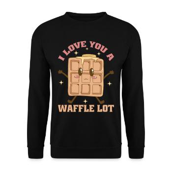 I Love You A Waffle Lot 4 - Unisex Pullover - Schwarz - Vorne - Alina (178cm) & Michal (187cm)
