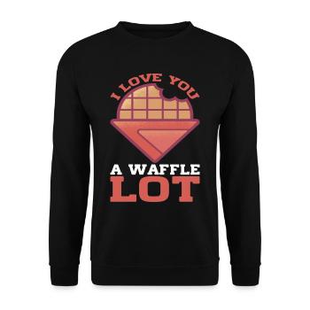 I Love You A Waffle Lot 5 - Unisex Pullover - Schwarz - Vorne - Alina (178cm) & Michal (187cm)