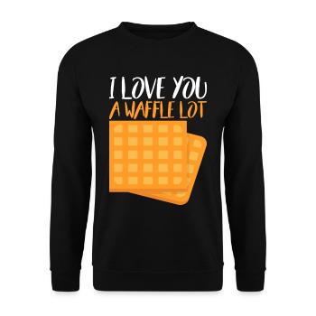 I Love You A Waffle Lot 6 - Unisex Pullover - Schwarz - Vorne - Alina (178cm) & Michal (187cm)