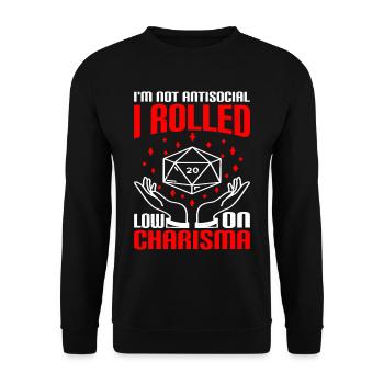 Je ne suis pas antisocial, j’ai roulé bas sur le charisme 5 - Sweat-shirt Unisexe - noir - Devant - Alina (178cm) & Michal (187cm)