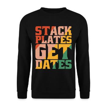 Stack Plates Get Dates 5 - Unisex Pullover - Schwarz - Vorne - Alina (178cm) & Michal (187cm)