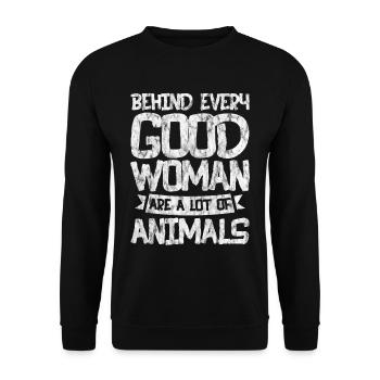 Derrière chaque bonne femme, il y a beaucoup d’animaux 3 - Sweat-shirt Unisexe - noir - Devant - Alina (178cm) & Michal (187cm)
