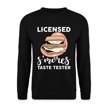 Licensed S'mores Button Tester 4 - Unisex Sweatshirt - black - Front - Alina (178cm) & Michal (187cm)
