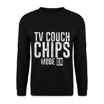 Tv Canapé Chips Mode On 3 - Sweat-shirt Unisexe - noir - Devant - Alina (178cm) & Michal (187cm)
