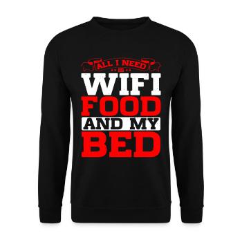Tout ce dont j’ai besoin, c’est du wifi, de la nourriture et de mon lit 4 - Sweat-shirt Unisexe - noir - Devant - Alina (178cm) & Michal (187cm)