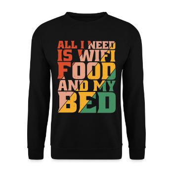 Tout ce dont j’ai besoin, c’est du wifi, de la nourriture et de mon lit 5 - Sweat-shirt Unisexe - noir - Devant - Alina (178cm) & Michal (187cm)