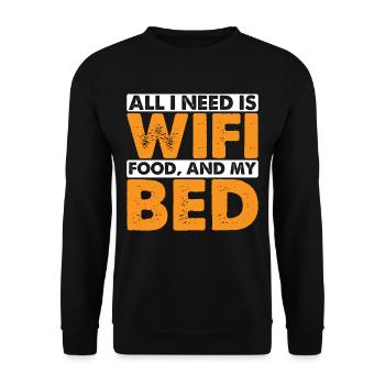 Tout ce dont j’ai besoin, c’est du wifi, de la nourriture et de mon lit 6 - Sweat-shirt Unisexe - noir - Devant - Alina (178cm) & Michal (187cm)