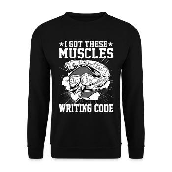 I Got These Muscles Writing Code 5 - Unisex Sweatshirt - black - Front - Alina (178cm) & Michal (187cm)