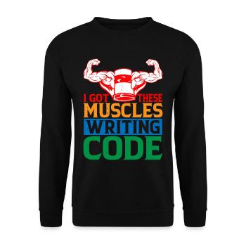 I Got These Muscles Writing Code 6 - Unisex Sweatshirt - black - Front - Alina (178cm) & Michal (187cm)