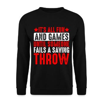 Tout est amusant jusqu’à ce que quelqu’un échoue un lancer salvateur 5 - Sweat-shirt Unisexe - noir - Devant - Alina (178cm) & Michal (187cm)