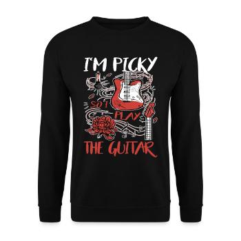 I'm Picky So I Play The Guitar 4 - Unisex Sweatshirt - black - Front - Alina (178cm) & Michal (187cm)