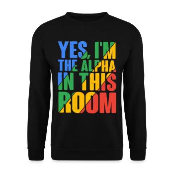 Oui, je suis l’Alpha dans cette pièce 21 - Sweat-shirt Unisexe - noir - Devant - Alina (178cm) & Michal (187cm)
