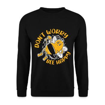 Ne vous inquiétez pas Bee Happy 40 - Sweat-shirt Unisexe - noir - Devant - Alina (178cm) & Michal (187cm)