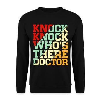 Knock Knock Who's There Doctor 4 - Unisex Pullover - Schwarz - Vorne - Alina (178cm) & Michal (187cm)