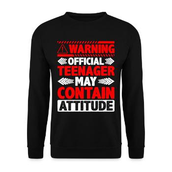 Warning Official Teenager, May Contain Attitude 5 - Unisex Sweatshirt - black - Front - Alina (178cm) & Michal (187cm)