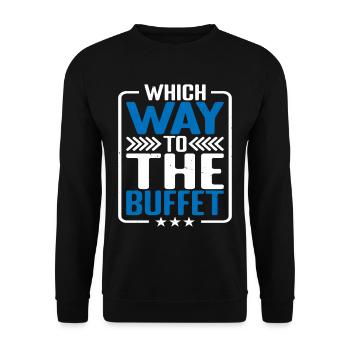 Which Way To The Buffet 23 - Unisex Pullover - Schwarz - Vorne - Alina (178cm) & Michal (187cm)