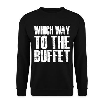 Which Way To The Buffet 25 - Unisex Pullover - Schwarz - Vorne - Alina (178cm) & Michal (187cm)