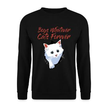 Boys Whatever Cats Forever 4 - Sweat-shirt Unisexe - noir - Devant - Alina (178cm) & Michal (187cm)