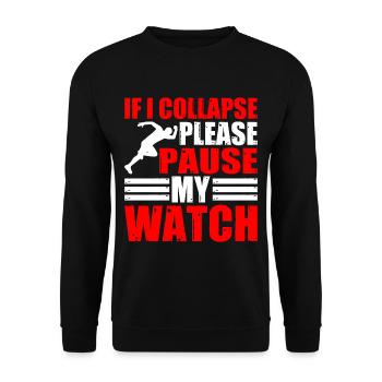 Si je m’effondre, veuillez mettre ma montre en pause 4 - Sweat-shirt Unisexe - noir - Devant - Alina (178cm) & Michal (187cm)