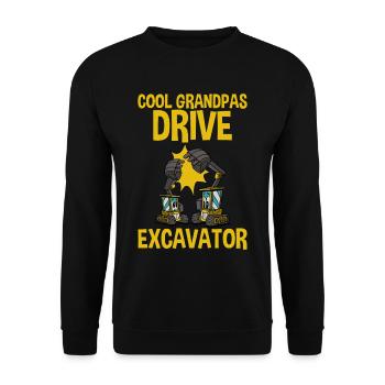 Cool Grandpas Drive Excavator 2 - Unisex Pullover - Schwarz - Vorne - Alina (178cm) & Michal (187cm)