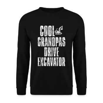 Cool Grandpas Drive Excavator 3 - Unisex Sweatshirt - black - Front - Alina (178cm) & Michal (187cm)