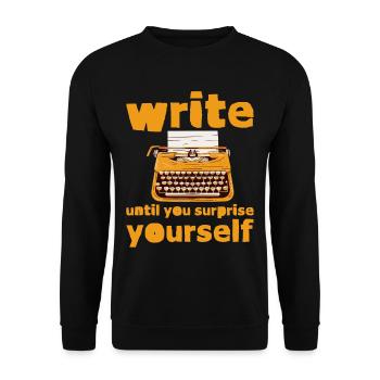Write Until You Surprise Yourself - Unisex Pullover - Schwarz - Vorne - Alina (178cm) & Michal (187cm)