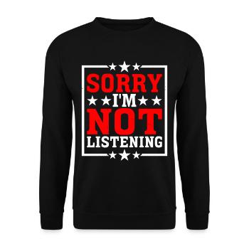 Désolé, je n’écoute pas 23 - Sweat-shirt Unisexe - noir - Devant - Alina (178cm) & Michal (187cm)