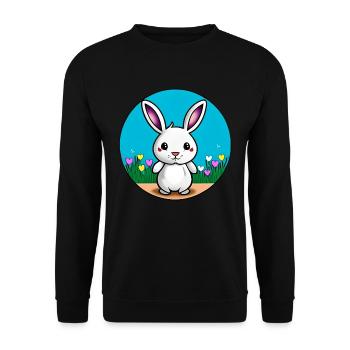 Kleiner Hase Osterhase - Unisex Pullover - Schwarz - Vorne - Alina (178cm) & Michal (187cm)