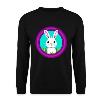 Rabbit White Purple Easter - Unisex Sweatshirt - black - Front - Alina (178cm) & Michal (187cm)