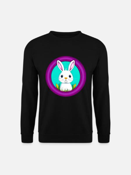 Rabbit White Purple Easter - Unisex Sweatshirt - black