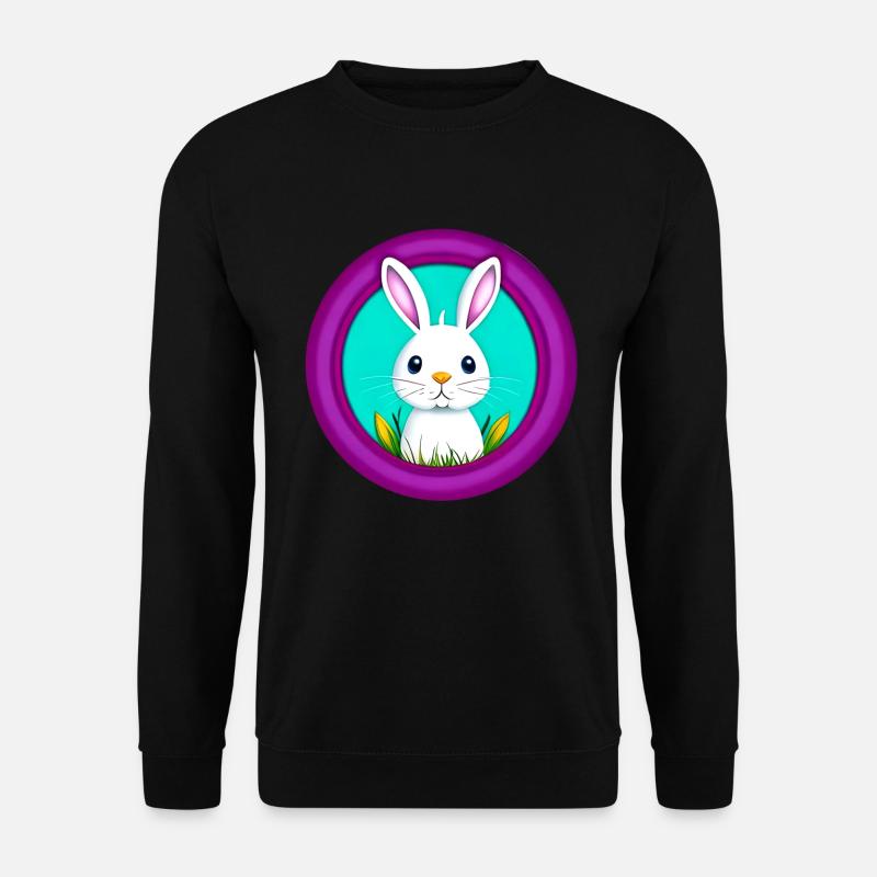 Rabbit White Purple Easter - Unisex Sweatshirt - black