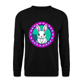 Ostergeschenk Osterhase - Unisex Pullover - Schwarz - Vorne - Alina (178cm) & Michal (187cm)