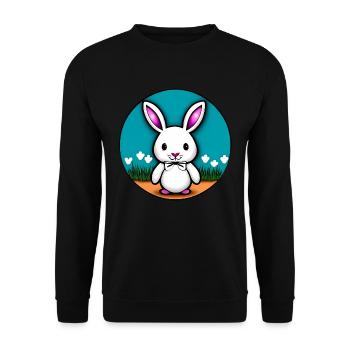 Kleiner Hase Osterhase - Unisex Pullover - Schwarz - Vorne - Alina (178cm) & Michal (187cm)