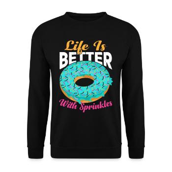 Life Is Better With Sprinkles 16 - Unisex Sweatshirt - black - Front - Alina (178cm) & Michal (187cm)