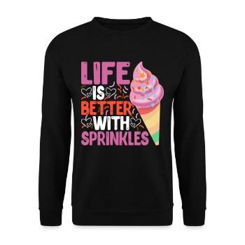 La vie est meilleure avec Sprinkles 17 - Sweat-shirt Unisexe - noir - Devant - Alina (178cm) & Michal (187cm)