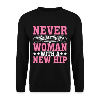 Ne sous-estimez jamais une femme avec une nouvelle hanche 8 - Sweat-shirt Unisexe - noir - Devant - Alina (178cm) & Michal (187cm)