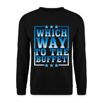 Which Way To The Buffet 27 - Unisex Pullover - Schwarz - Vorne - Alina (178cm) & Michal (187cm)