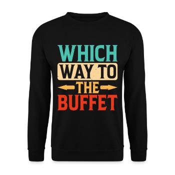 Which Way To The Buffet 28 - Unisex Pullover - Schwarz - Vorne - Alina (178cm) & Michal (187cm)