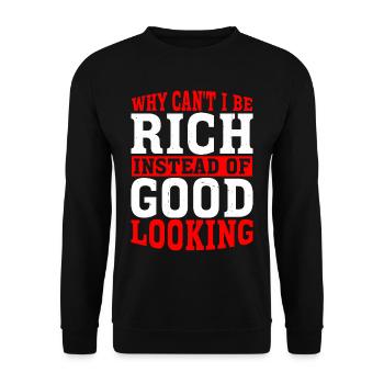 Pourquoi ne puis-je pas être riche au lieu d’être beau 6 - Sweat-shirt Unisexe - noir - Devant - Alina (178cm) & Michal (187cm)