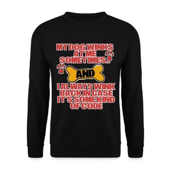 Mon chien me fait parfois un clin d’œil 4 - Sweat-shirt Unisexe - noir - Devant - Alina (178cm) & Michal (187cm)