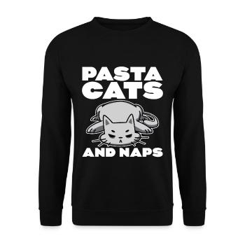 Pâtes Chats Et Siestes 4 - Sweat-shirt Unisexe - noir - Devant - Alina (178cm) & Michal (187cm)