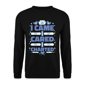 I Came I Cared I Charted 2 - Unisex Sweatshirt - black - Front - Alina (178cm) & Michal (187cm)