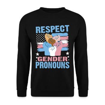 Respect Gender Pronouns 3 - Unisex Sweatshirt - black - Front - Alina (178cm) & Michal (187cm)