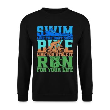 Swim Like The Boat Sunk, Bike Like You Stole It - Unisex Sweatshirt - black - Front - Alina (178cm) & Michal (187cm)